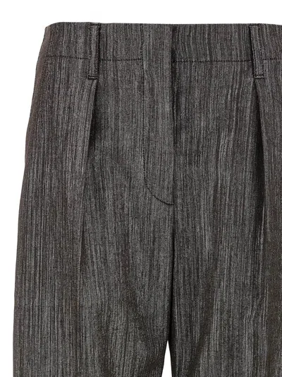 Brunello Cucinelli Women Lurex Pants In Gray