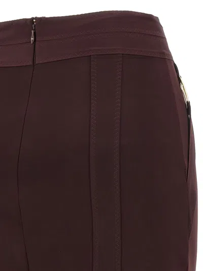 Elisabetta Franchi Corsetry-inspired Midi Skirt With Zigzag Stitching In Brown