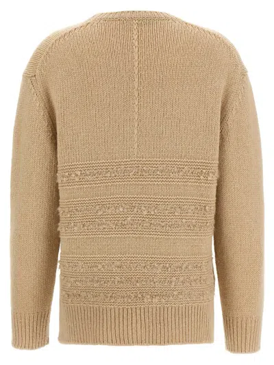 Fabiana Filippi Textured Knit Camel Sweater With Ribbed Edges In Brown