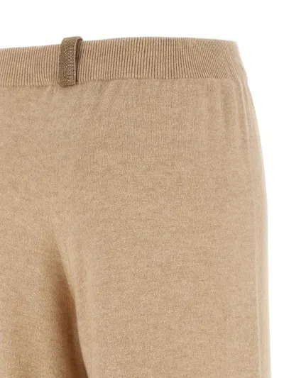 Fabiana Filippi Cropped Wide-leg Pants With Ribbed Waistband And Vertical Seams In Brown