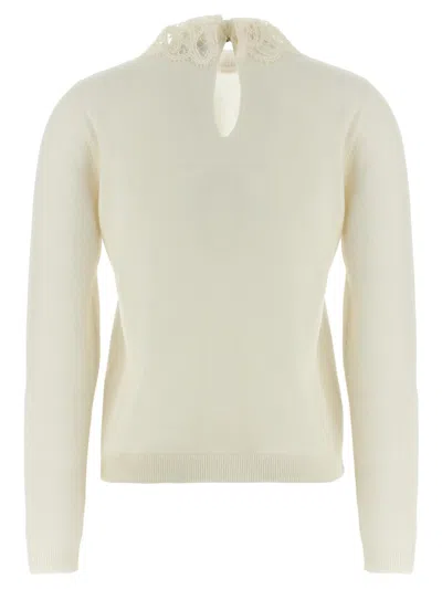 Fabiana Filippi Lace Neck Sweater Sweaters And Cardigans White In White