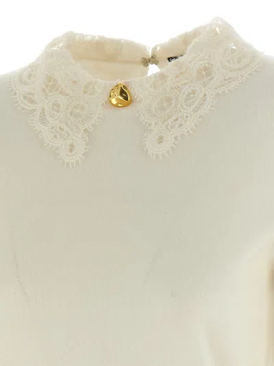 Fabiana Filippi Lace Neck Sweater Sweaters And Cardigans White In White