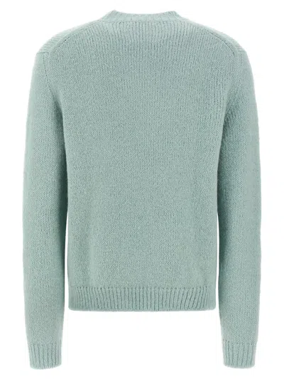 Jil Sander Powder Blue Alpaca And Wool Blend Crewneck Sweater In Green