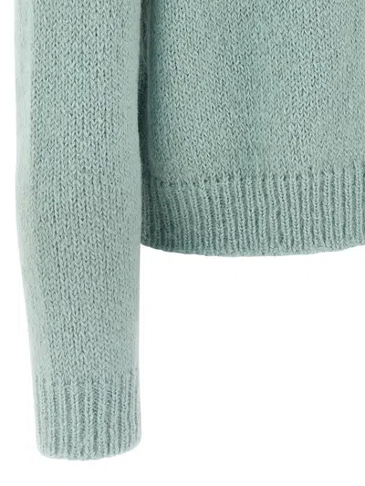 Jil Sander Powder Blue Alpaca And Wool Blend Crewneck Sweater In Green