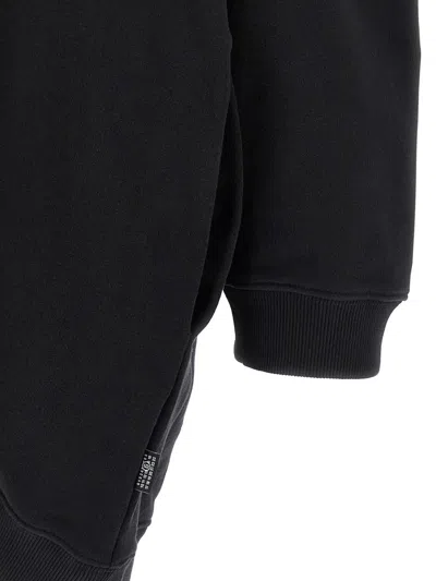 Mm6 Maison Margiela Mm6 By Maison Margiela Off-shoulder Black Sweatshirt Dress With Cozy Hood