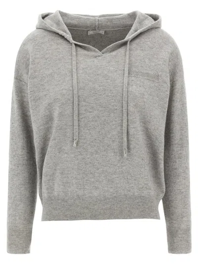 Peserico Grey Punto Luce Hooded Sweater In Gray