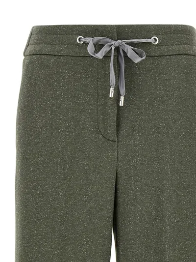 Peserico Shimmering Sweatpants Drawstring Waistband In Green