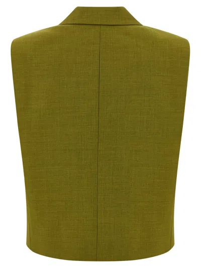 Theory Double-breasted Vest In City Twill In Green