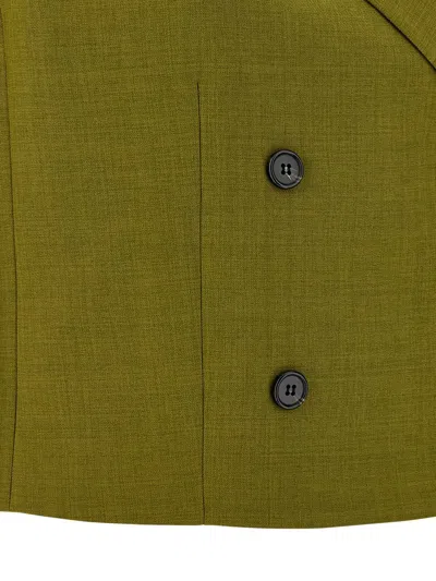 Theory Double-breasted Vest In City Twill In Green