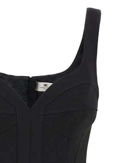 Elisabetta Franchi Lightweight Corset-style Crepe Top With Heart Neckline In Black