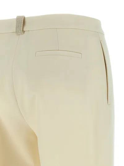 Fabiana Filippi Front Pleated Trousers With Belt Loops And Back Pockets In Neutral