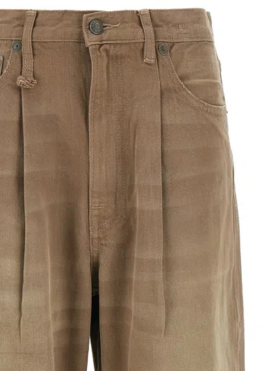 R13 Damon Pleated Jeans In Brown
