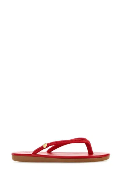 Ancient Greek Sandals Red Fabric Saionara Thong Slippers In Red