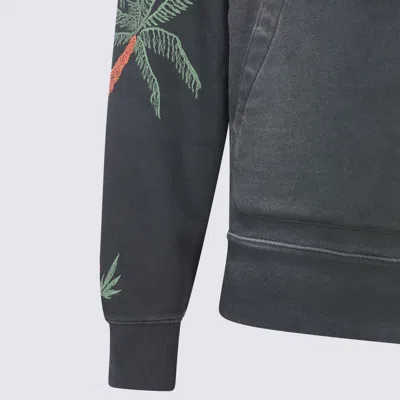 Amiri Hooded Sweatshirt With Front Pocket And Palm Tree Motif In Black