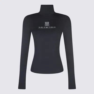 Balenciaga Viscose Nano Bb High Neck Sweater In Black