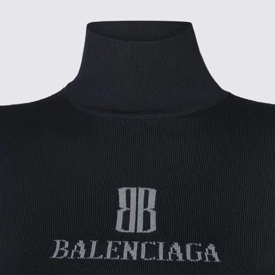 Balenciaga Viscose Nano Bb High Neck Sweater In Black