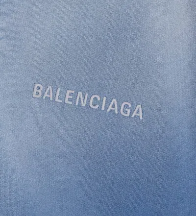 Balenciaga Distressed Logo Zip-up Sweatshirt In Blue