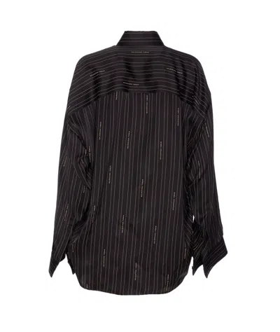 Balenciaga Pinstriped Black Button-down Shirt In Black