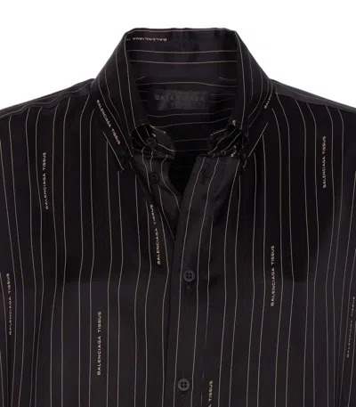 Balenciaga Pinstriped Black Button-down Shirt In Black