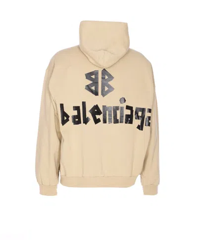 Balenciaga Ripped Pocket Tape Type Hoodie In Yellow