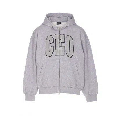 Balenciaga Hooded Cotton Sweatshirt With Kangaroo Pocket In Gray