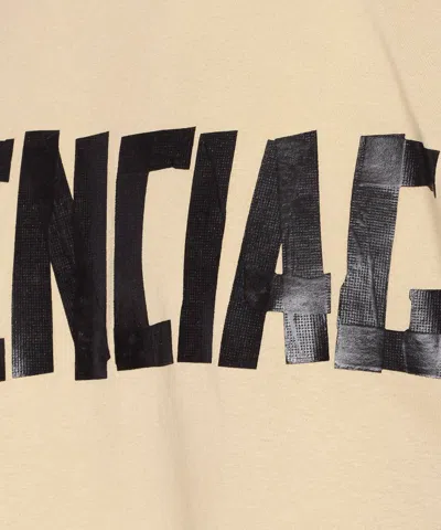Balenciaga Men Beige Tape Type Medium Fit T-shirt In Neutral