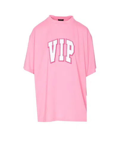Balenciaga Vip Team Crewneck Graphic T-shirt In Pink