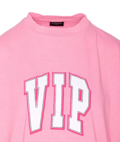 Balenciaga Vip Team Crewneck Graphic T-shirt In Pink