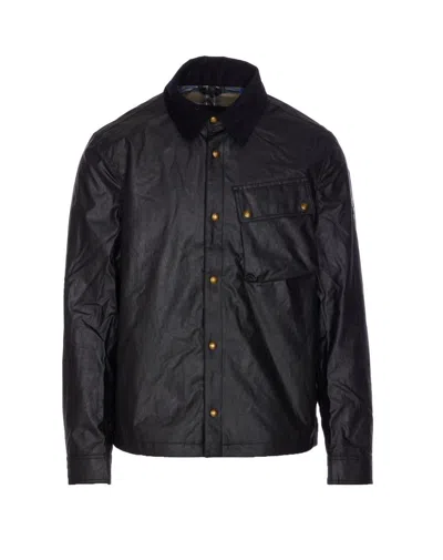 Belstaff Ground Jacket With Chest Pocket And Velvet Collar In Black