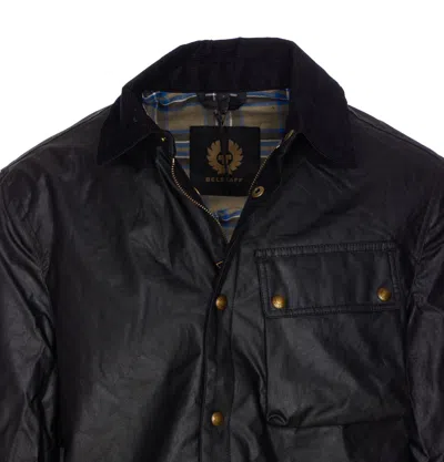 Belstaff Ground Jacket With Chest Pocket And Velvet Collar In Black