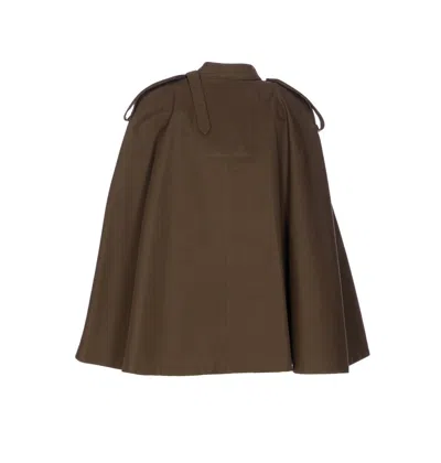 Burberry Cotton Cape With Traditional Check Lining In Green