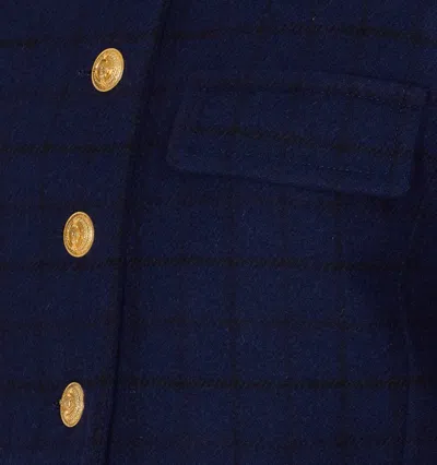 Chloé Check Pattern Cropped Jacket In Blue