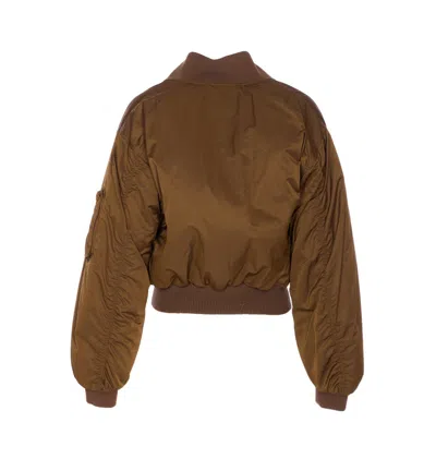 Chloé Short Ribbed Collar Snap Button Jacket In Brown