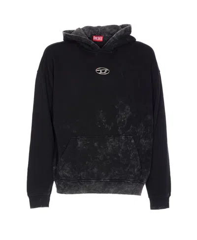 Diesel Hooded Sweatshirt Kangaroo Pockets In Black