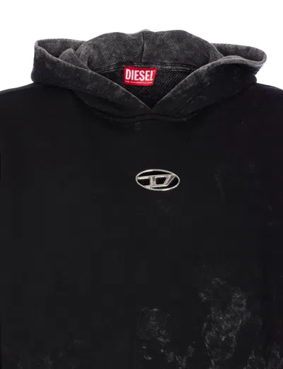Diesel Hooded Sweatshirt Kangaroo Pockets In Black