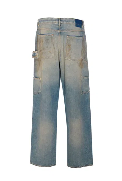 Golden Goose Light Blue Jeans With Sand Wash Distressed Effect In Multi