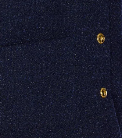 Pinko Oversized Patterned Tweed Jacket In Blue