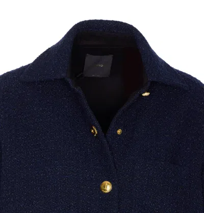 Pinko Oversized Patterned Tweed Jacket In Blue