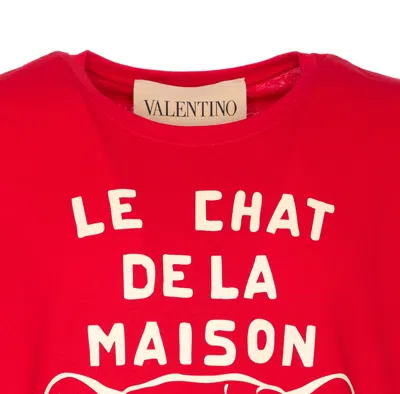 Valentino Garavani T-shirt With Le Chat De La Maison Print In Red