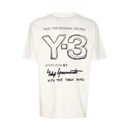 Y-3 Crewneck Graphic Print Oversize Short Sleeve T-shirt In White