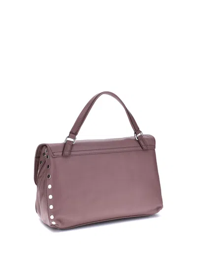 Zanellato Soft Leather Shoulder Bag With Multiple Carrying Options In Purple