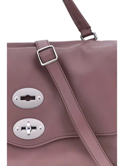 Zanellato Soft Leather Shoulder Bag With Multiple Carrying Options In Purple