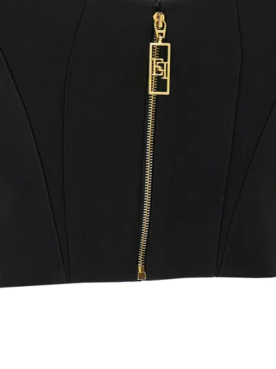 Elisabetta Franchi Lightweight Corset-style Crepe Top With Heart Neckline In Black
