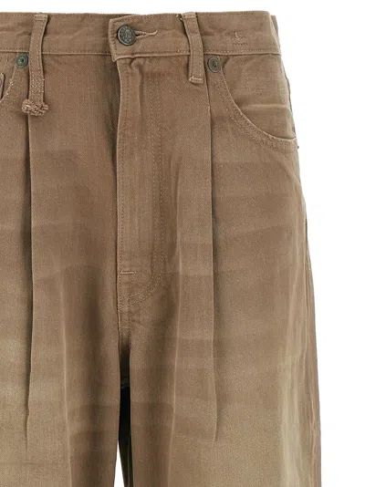 R13 Damon Pleated Jeans In Brown