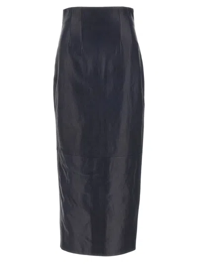 Khaite Leather Pencil Skirt In Black