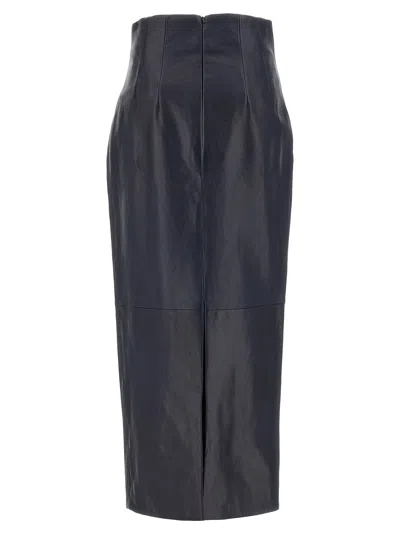 Khaite Leather Pencil Skirt In Black