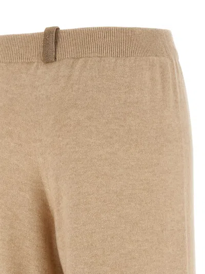 Fabiana Filippi Cropped Wide-leg Pants With Ribbed Waistband And Vertical Seams In Brown
