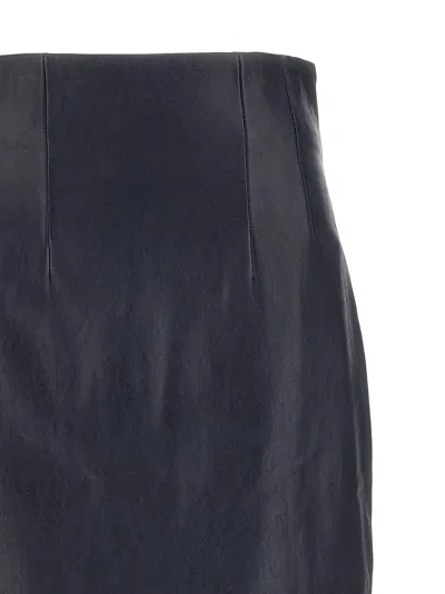 Khaite Leather Pencil Skirt In Black