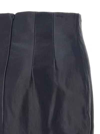 Khaite Leather Pencil Skirt In Black