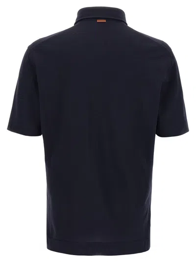 Zegna Men's Piquet Polo T-shirt In Black